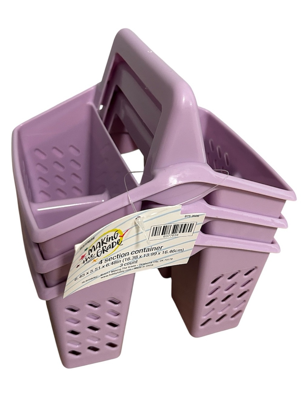3 Pack Plastic Storage Tote Caddy Organizer with Handle-4 Section Container-NEW
